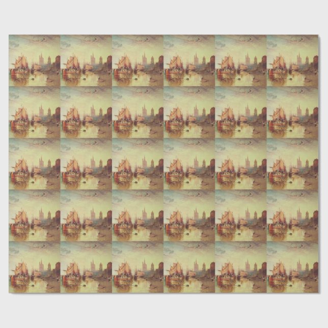 Arrival of a Packet Boat by Joseph Turner Wrapping Paper (Flat)