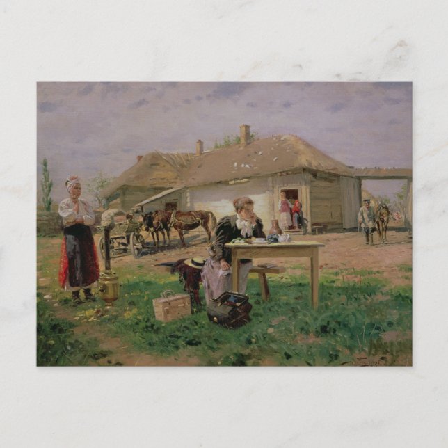 Arrival of a School Mistress in the Postcard (Front)