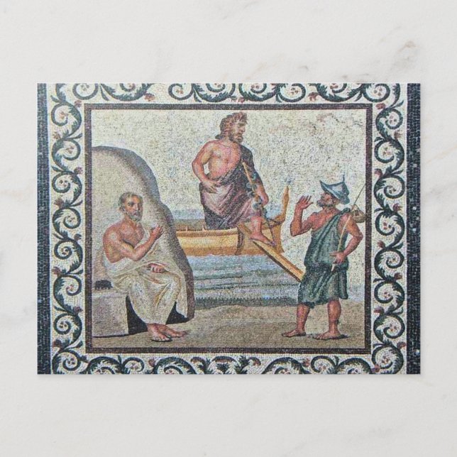 Arrival of Asklepios Mosaic Kos Island Postcard (Front)