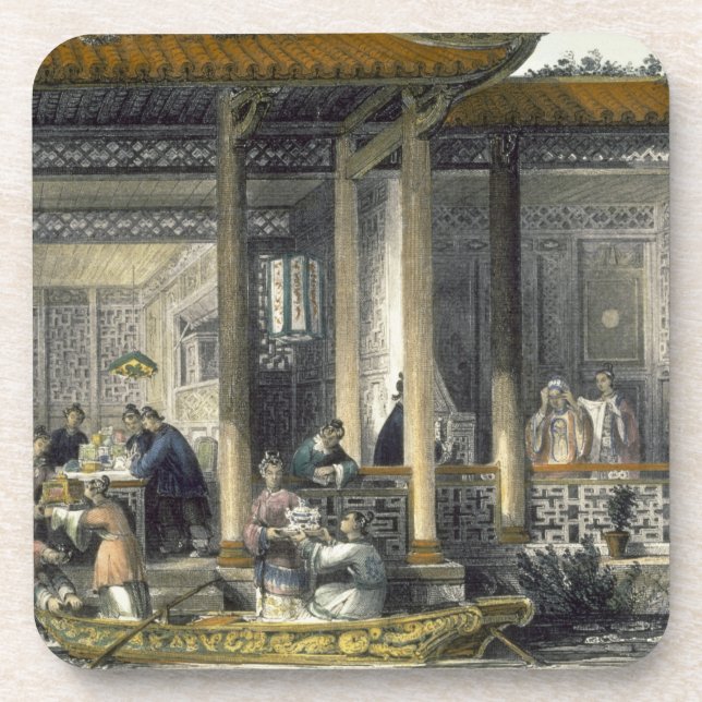 Arrival of Marriage Presents at the Bridal Residen Drink Coaster (Front)