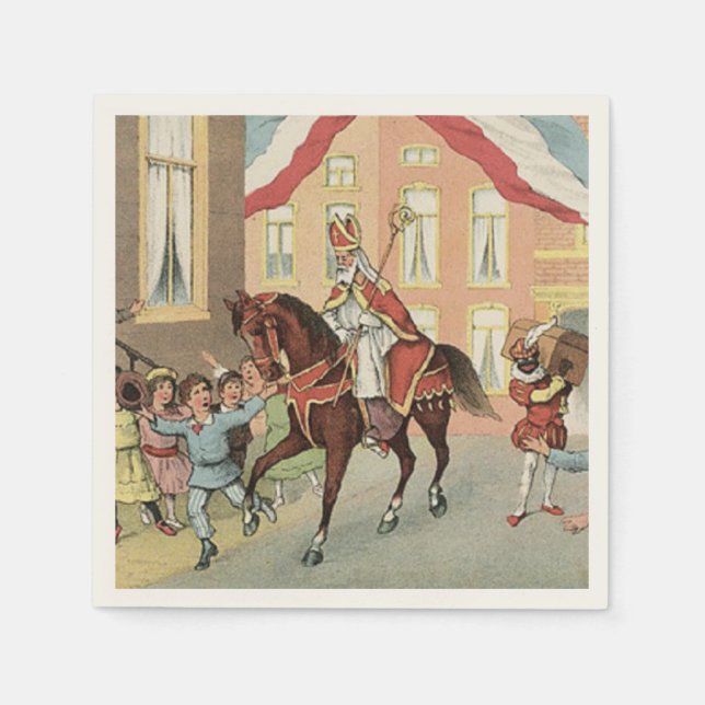 Arrival of Sinterklaas Dutch St. Nick St. Nicholas Napkins (Front)