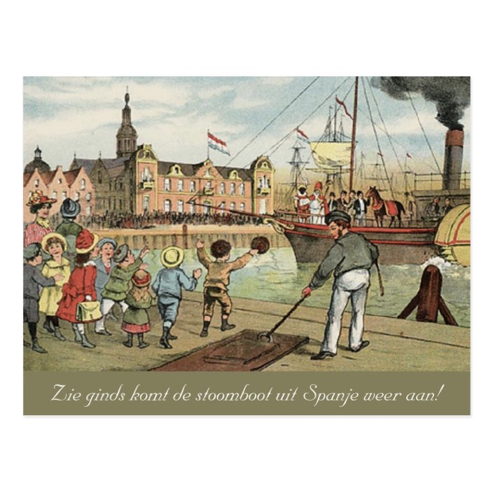 Arrival Of Sinterklaas Dutch St Nick Vintage Postcard Zazzle Com