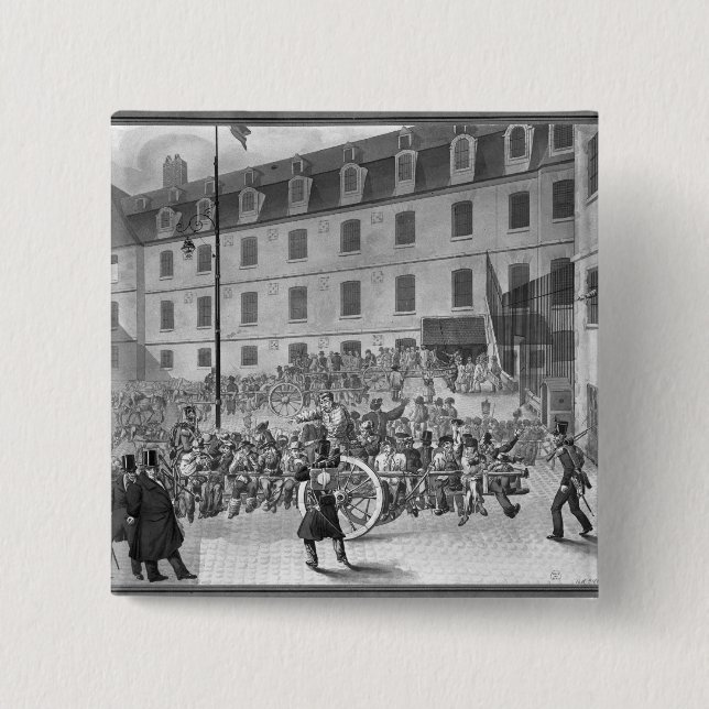 Arrival of the convicts at Bicetre Pinback Button (Front)