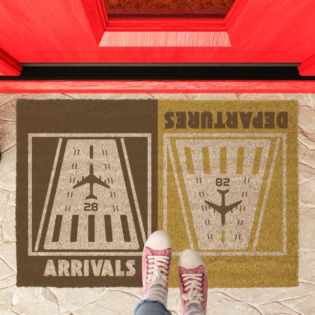 Arrivals Departures,Aviation, Housewarming Welcome Fiber Doormat (Creator Uploaded)