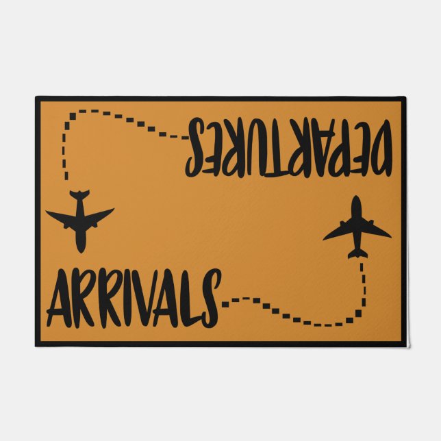 Arrivals & Departures Doormat, Funny Airplane Doormat (Front)