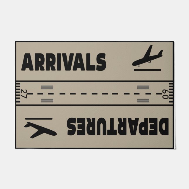 Arrivals & Departures Doormat, Funny Airplane Doormat (Front)