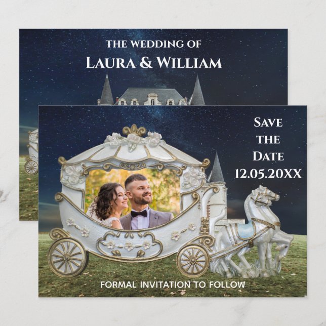 Arriving at the Castle - Save The Date Photo Invitation (Front/Back)