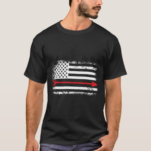 Arrow American Flag Archery Lover Bow Hunting Gift T_Shirt