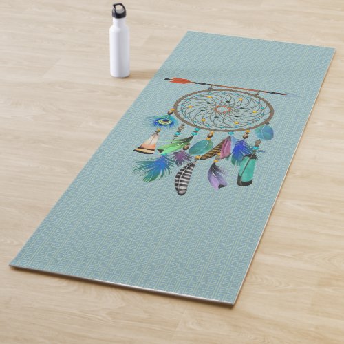 Arrow and Feathers Dreamcatcher Boho Style Yoga Mat