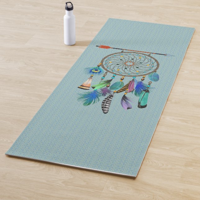 Arrow and Feathers Dreamcatcher Boho Style Yoga Mat (In Situ)