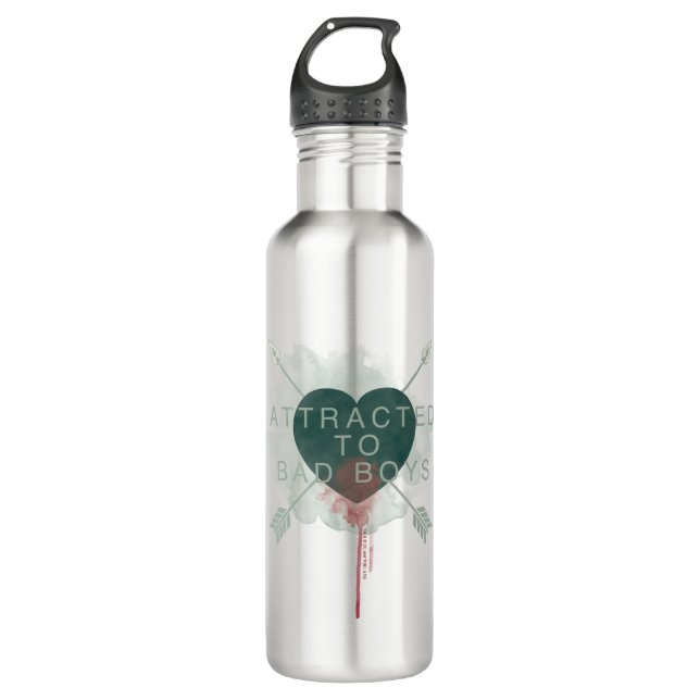 Arrow | "Attracted To Bad Boys" Pierced Heart Stainless Steel Water Bottle (Front)