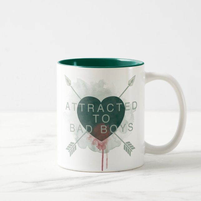 Arrow | "Attracted To Bad Boys" Pierced Heart Two-Tone Coffee Mug (Right)