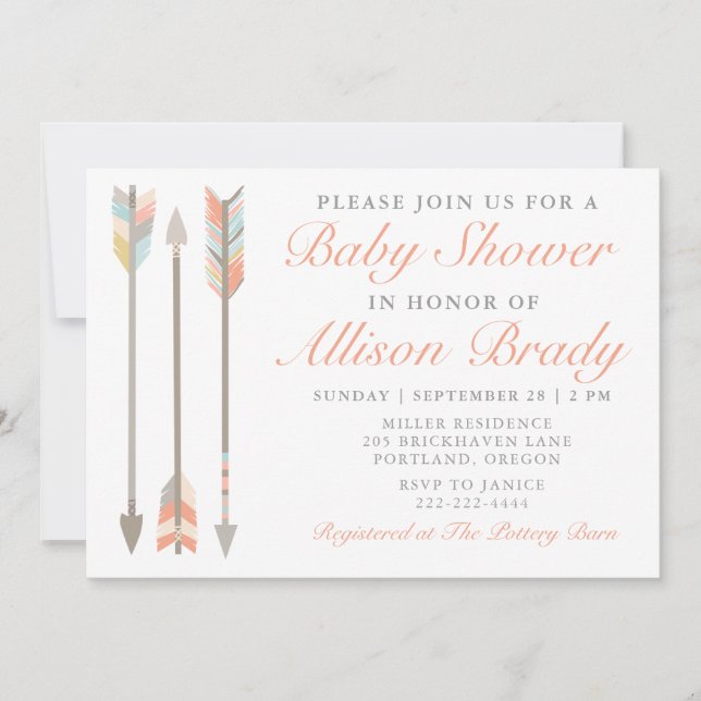 Arrow Baby Shower Invitation (Front)
