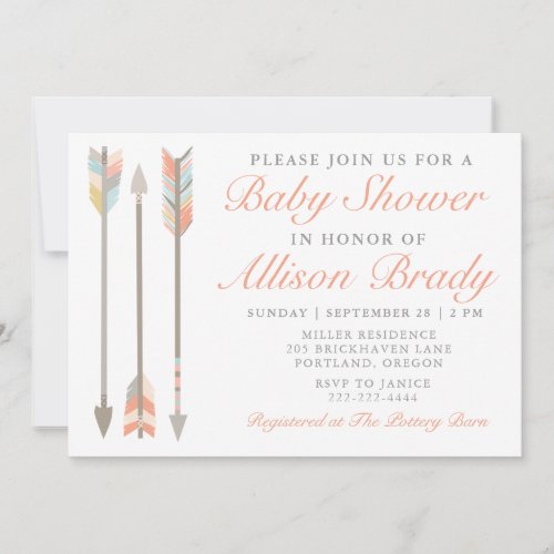 Arrow Baby Shower Invitation