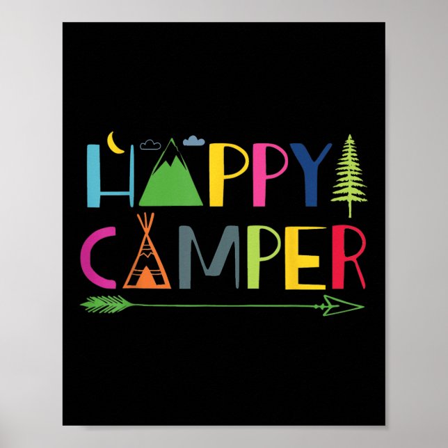 Arrow Camper Happy Summer Camp Camping Gift Men Wo Poster (Front)