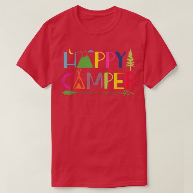 Arrow Camper Happy Summer Camp Camping  T-Shirt (Design Front)