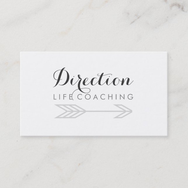 Arrow Cursive Text Creative Life Coaching Business Card (Front)