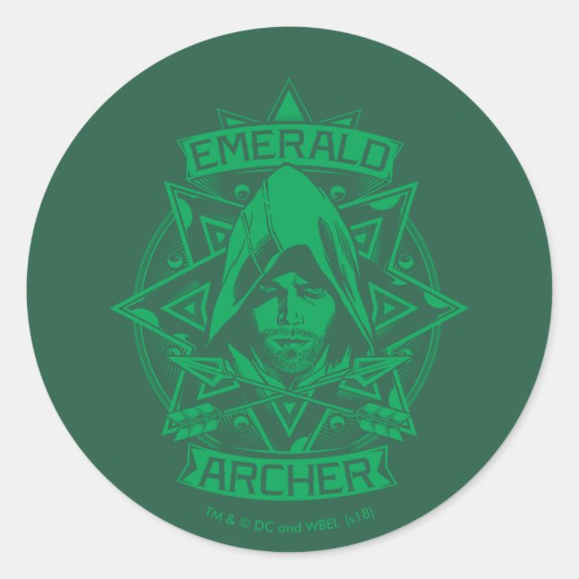 Arrow | Emerald Archer Graphic Classic Round Sticker (Front)