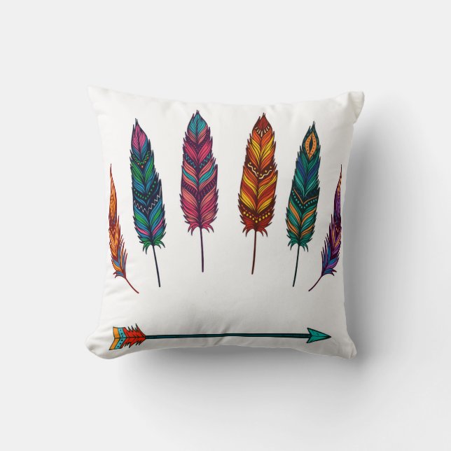 arrow & feathers throw pillow (Front)