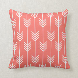 Arrow Fletching Pattern Live Coral Throw Pillow