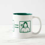 Arrow | Green Arrow Equation Two-Tone Coffee Mug<br><div class="desc">Check out this picture equation displaying the origin of Green Arrow: stranded on an island   bow and arrow = Green Arrow.</div>