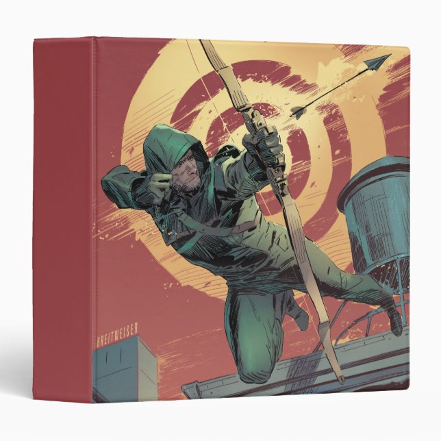 Arrow | Green Arrow Fires From Rooftop 3 Ring Binder (Front/Spine)