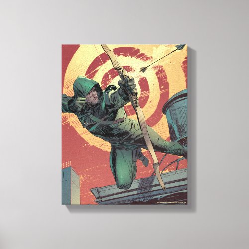 Arrow  Green Arrow Fires From Rooftop Canvas Print