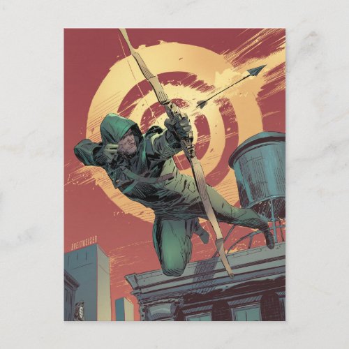 Arrow  Green Arrow Fires From Rooftop Postcard