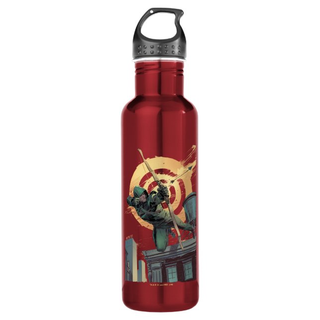 Arrow | Green Arrow Fires From Rooftop Stainless Steel Water Bottle (Front)