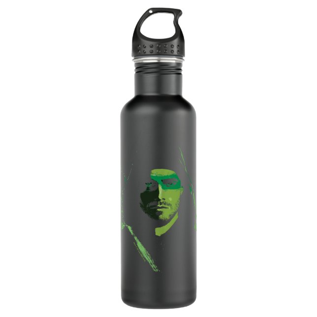 Arrow | Green Arrow Green Stylized Cutout Stainless Steel Water Bottle (Front)