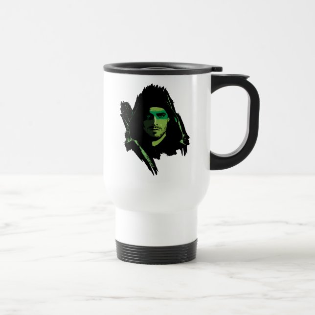 Arrow | Green Arrow Green Stylized Cutout Travel Mug (Right)
