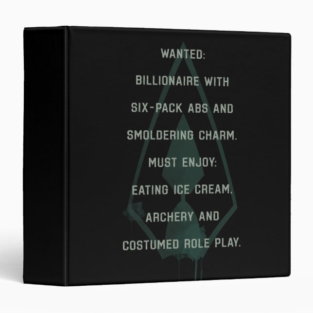 Arrow | Green Arrow Parody Wanted Post 3 Ring Binder (Front/Spine)