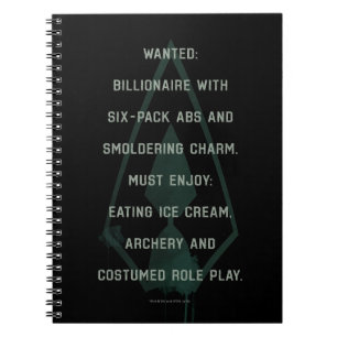 Arrow Green Arrow Parody Wanted Post Notebook