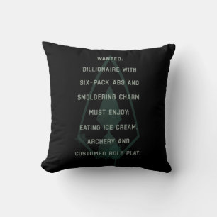 Arrow   Green Arrow Parody Wanted Post Throw Pillow