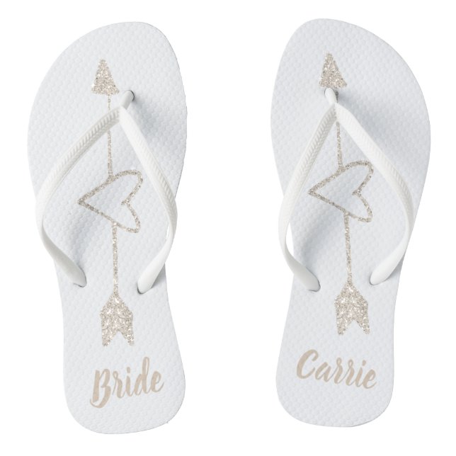 Arrow Heart Brides Wedding Flip Flops (Footbed)