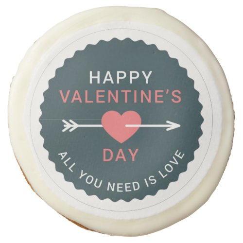 Arrow Heart Happy Valentines Day Sugar Cookie