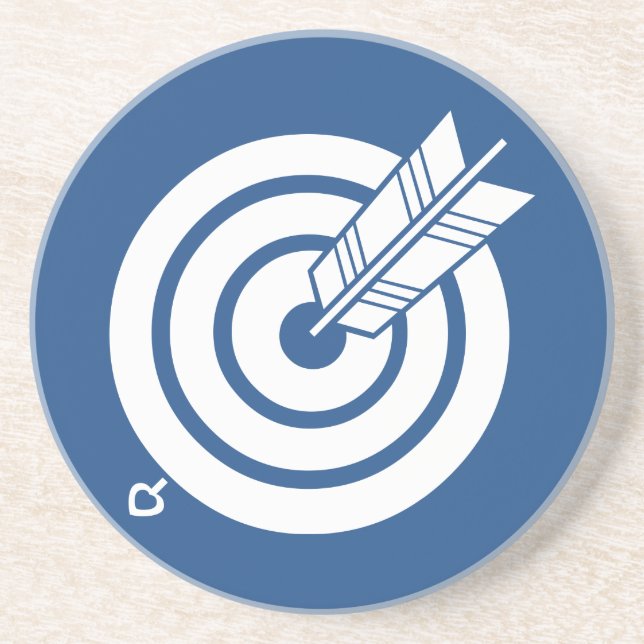 Arrow hit a round target drink coaster (Front)