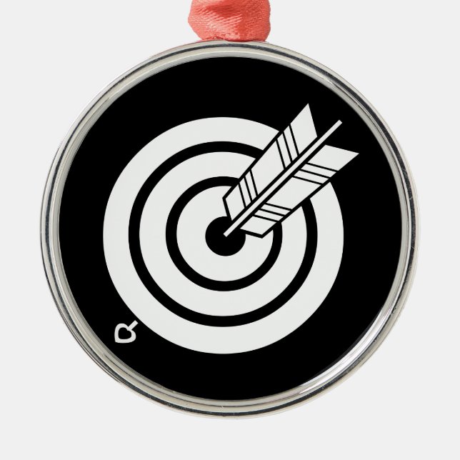 Arrow hit a round target metal ornament (Front)