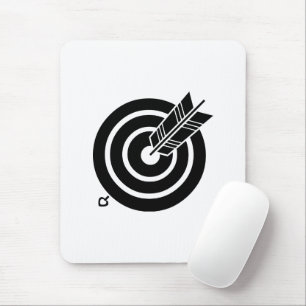Arrow hit a round target Mouse Pads