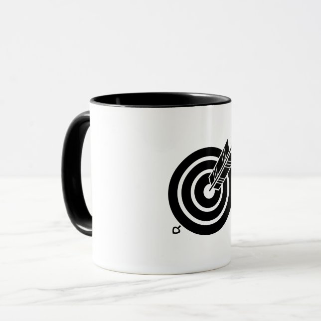 Arrow hit a round target mug (Front Left)