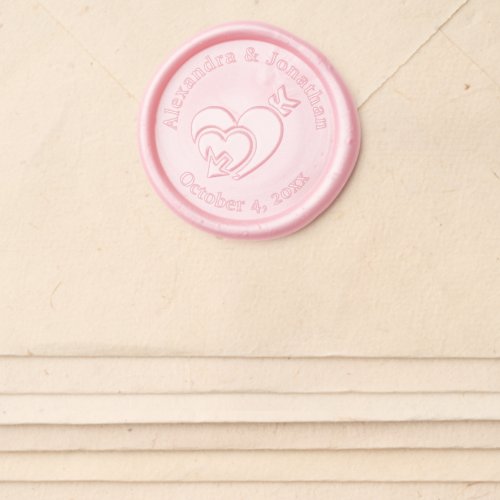 Arrow  Intertwined Hearts Couple Names Date 2 Wax Seal Sticker