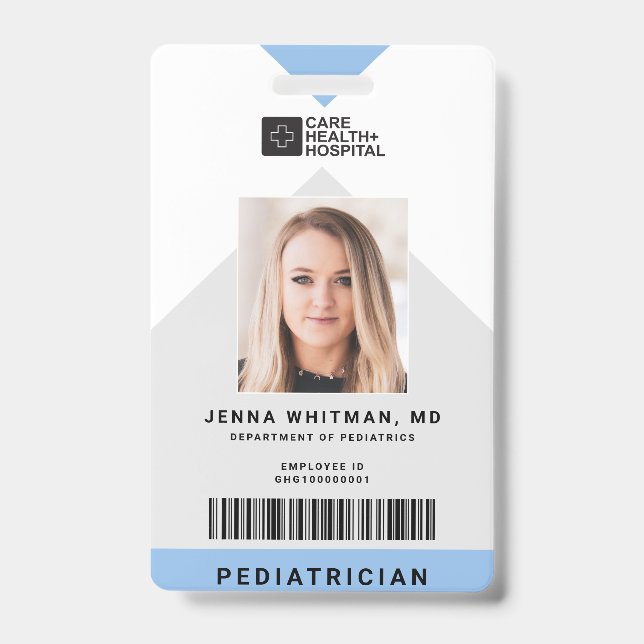 Arrow Medical Staff ID + Barcode Vertical Badge (Front)