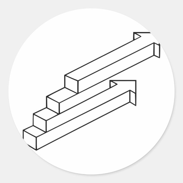 Arrow or Stairs Optical Illusion Classic Round Sticker (Front)