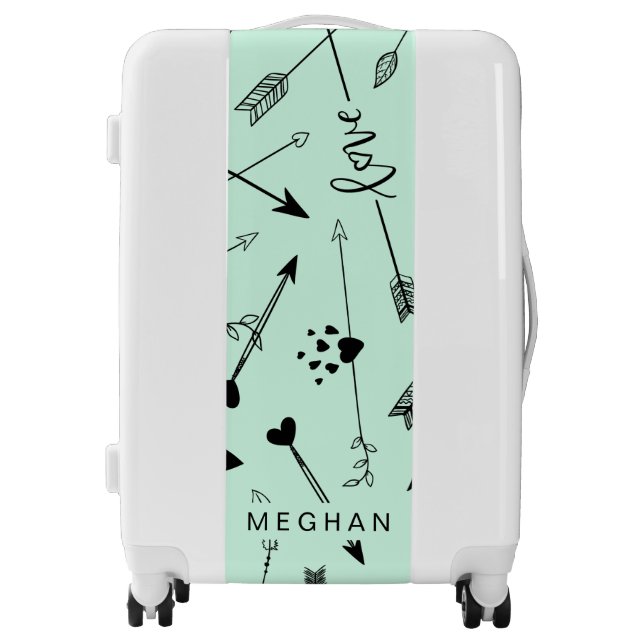 Arrow Pattern  Love Script | Personalized Luggage (Front)