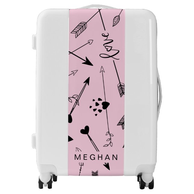 Arrow Pattern  Love Script | Personalized Luggage (Front)
