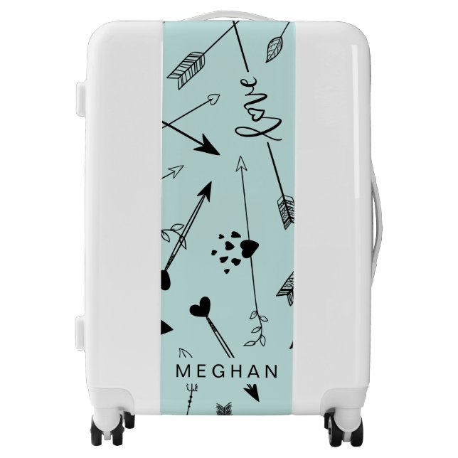 Arrow Pattern  Love Script | Personalized Luggage (Front)