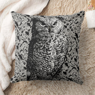 Arrow Pattern New Baby Boy's Room Yellow Gray Owl Throw Pillow