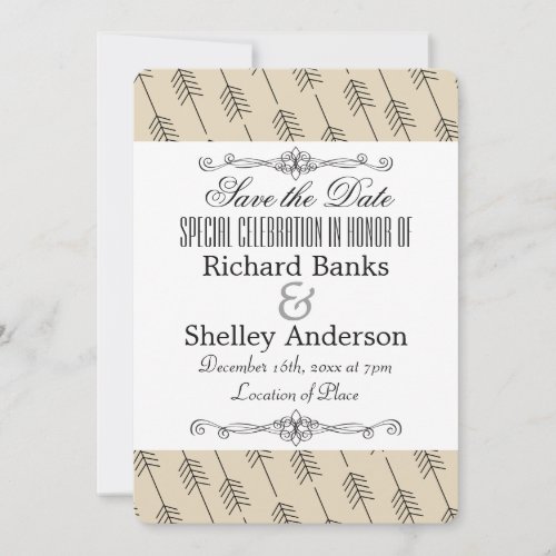 Arrow Pattern  tan Save The Date