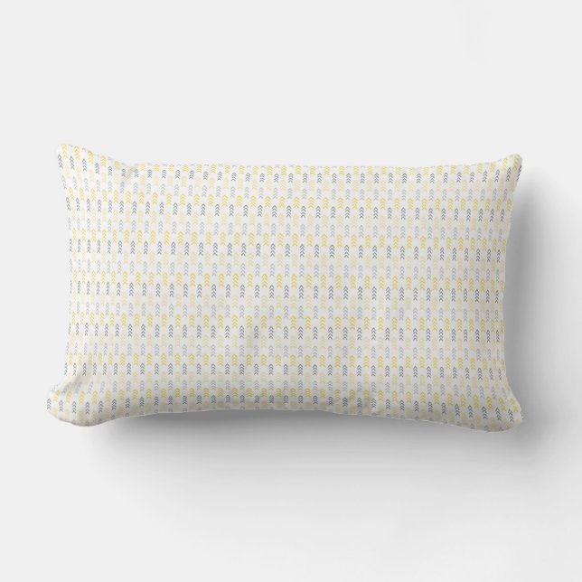 Arrow Pattern Yellow & Gray Lumbar Pillow (Front)