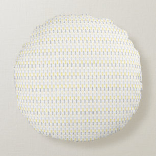 Arrow Pattern Yellow & Gray Round Pillow
